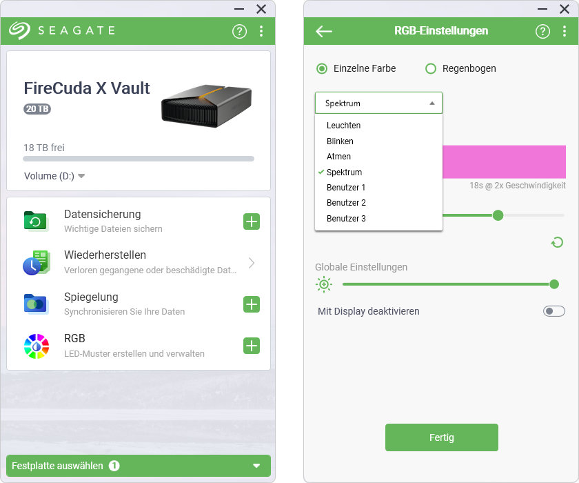 Die Toolkit-Software erweitert die FireCuda X Vault um verschiedene Features.